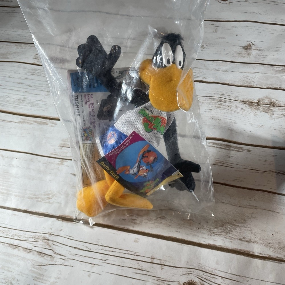 Vintage 1996 Space Jam McDonald's Happy Meal Plush Toys Daffy Duck & Taz Sealed - Picture 5 of 8
